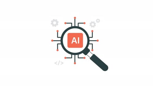 Vídeo de animação conceitual de pesquisa e análise de inteligência artificial 4k