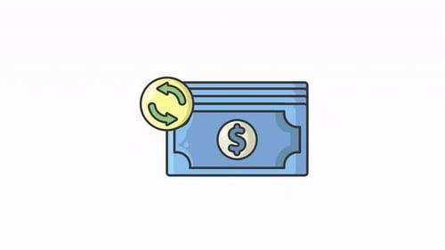 money circulation icon symbol animation motion graphic, money exchange animated icon for business