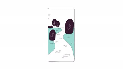 Phone screen with park path line 2D object animation