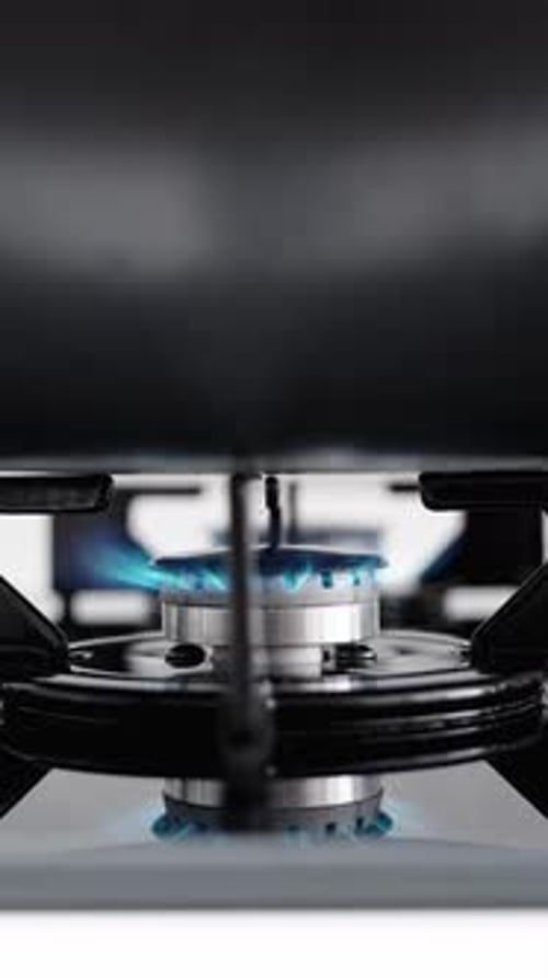 Flames Burning on a Gas Stove Top