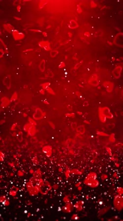 Valentine's day, Red hearts particles glitter background Anniversary, for Festive bokeh, sparkles, W