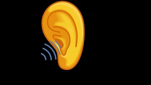 Animated Cartoon Ear Emitting and Receiving Sound Waves