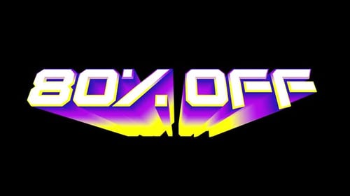Animated 80 Percent Off Title with Retro Gradient Shadow