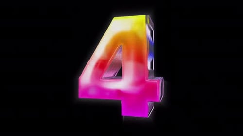 Retro Colorful 3d 10 Second Countdown on transparent alpha background