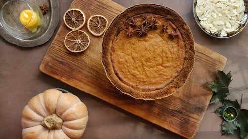 Traditional Pumpkin Pie Top View