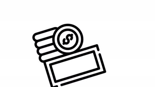 Wobbling Line Icon of Coins and Dollar Bill