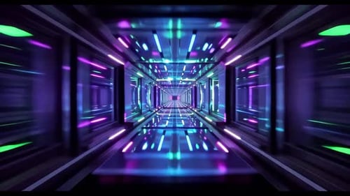 Fond de mouvement futuriste de tunnel de néon de science-fiction