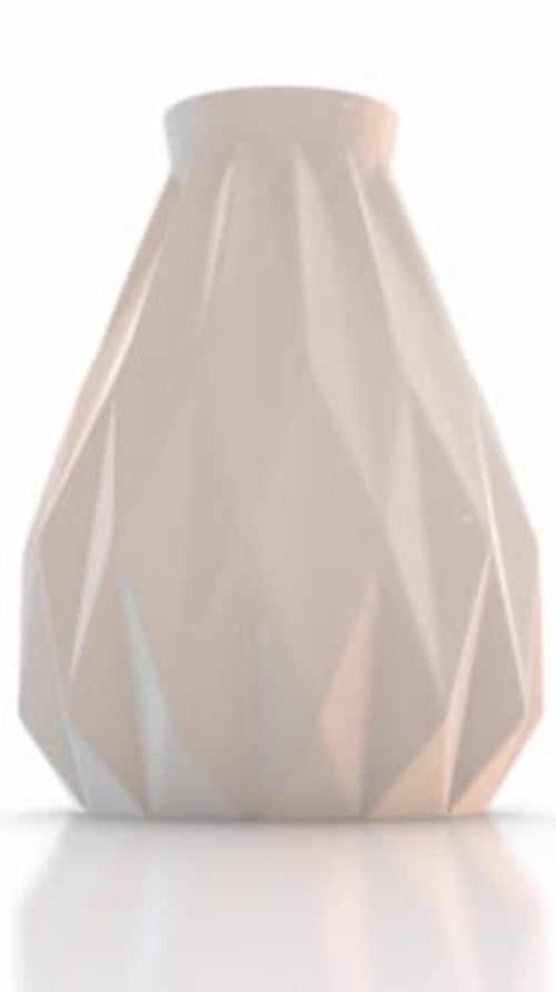 3D Rotating Geometric White Faceted Vase Loop