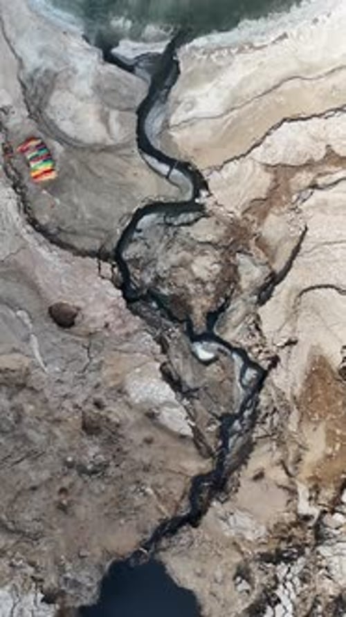 Aerial View of a Salt Sinkhole, Dead Sea