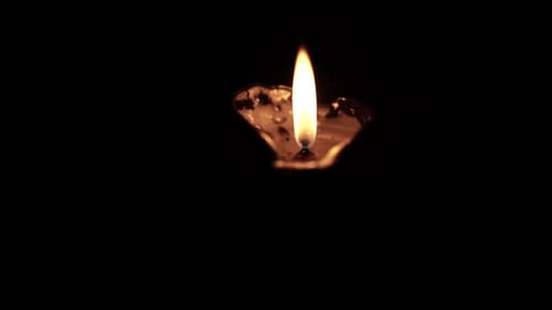 Candle Flame Flickering in the Dark
