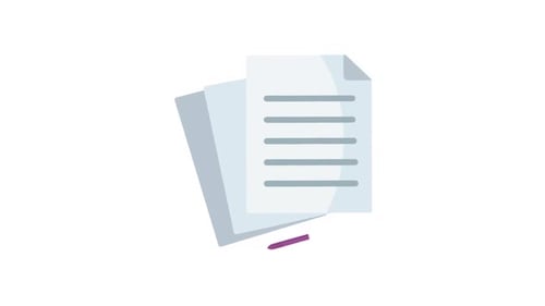 Animated Flat Design Paper Documents and Pen