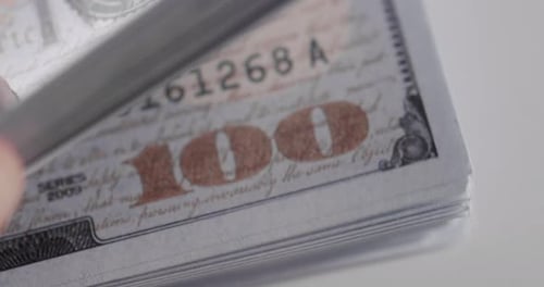 American One Hundred Dollar Paper Banknote in Close Up Macro