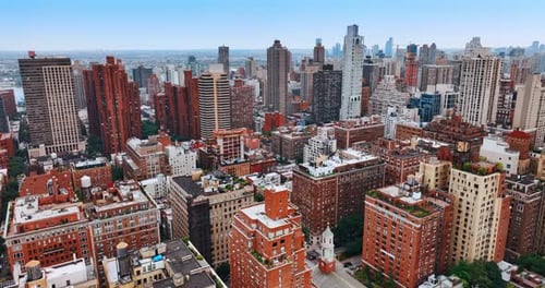 Daytime footage of urban scenery from drone. Flight above the gorgeous architecture of New York.