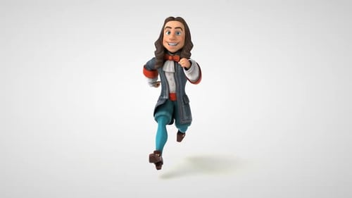 3D Animated Cartoon Man Running In Historical Costume Loop