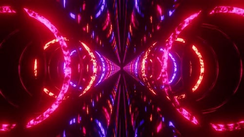 Double Rings Neon Red With Purple Tunnel Vj Loop Animation Background