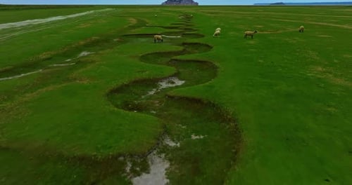 Aerial View of Amazing Mont Saint Michel Castle Fly Over Mont SaintMichel One of Europe's Most