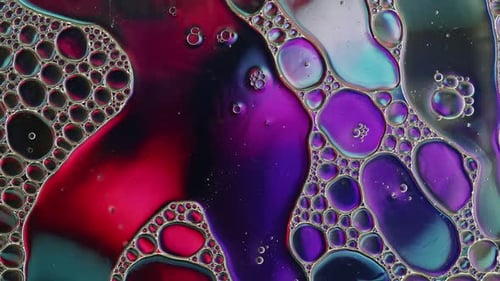 Macro Abstract Fluid Bubbles with Psychedelic Color