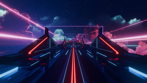 Structure triangulaire de tunnel cinématographique abstrait avec un fond de ciel