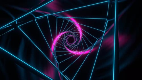 Pink And Cyan Glowing Spiral Tunnel Background Vj Loop In 4K