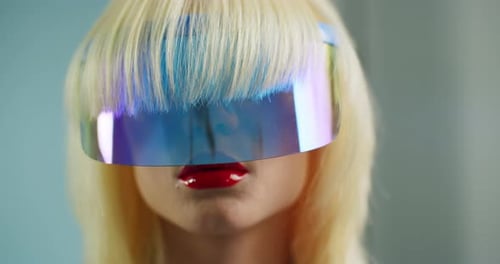 Close Up of Futuristic Woman in Reflective Visor