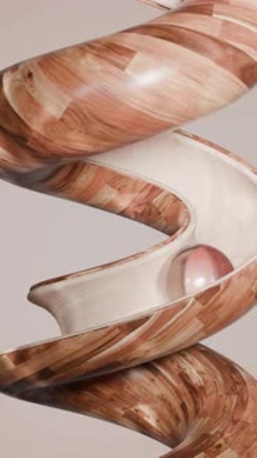 3D-Animation einer Kugel, die spiralförmig nach unten gleitet, minimale abstrakte Bewegung