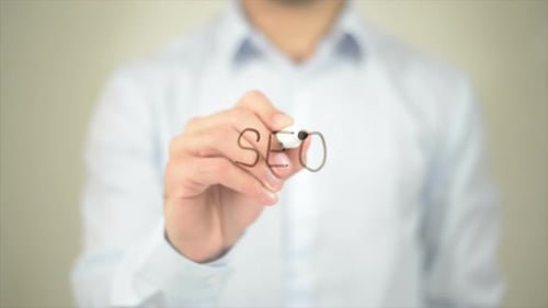 SEO, Writing on Transparent Screen