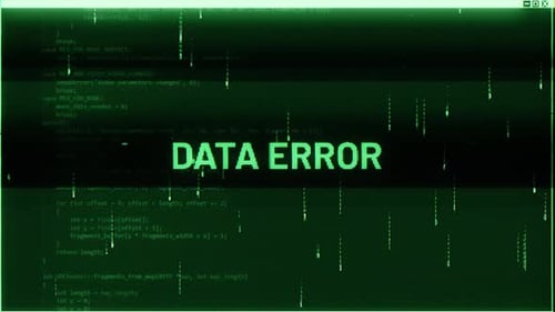 Glitchy Data Error Display with Corrupted Code Background