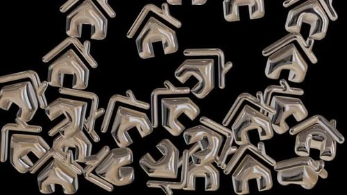 Transition d'icônes de maison 3D Chrome