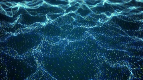 Flowing Digital Circle Particle. Blockchain Technology Concept.