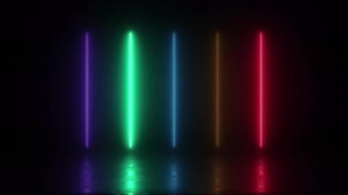 Colorful Neon Glowing Vertical Light Bars Seamless Loop
