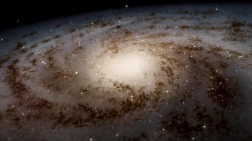Rotating Spiral Galaxy in Deep Space Background