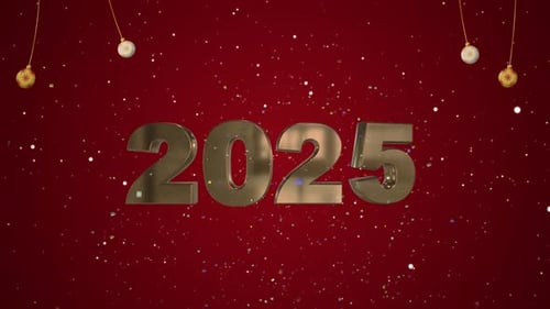 Happy New Year 2025 Golden 3D Text Animation