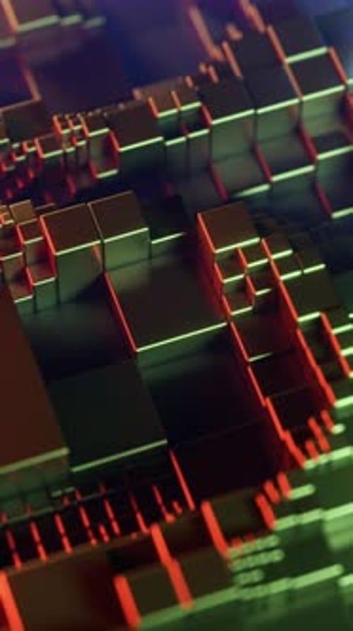 Abstract background with moving wave cubes. Vertical looped video