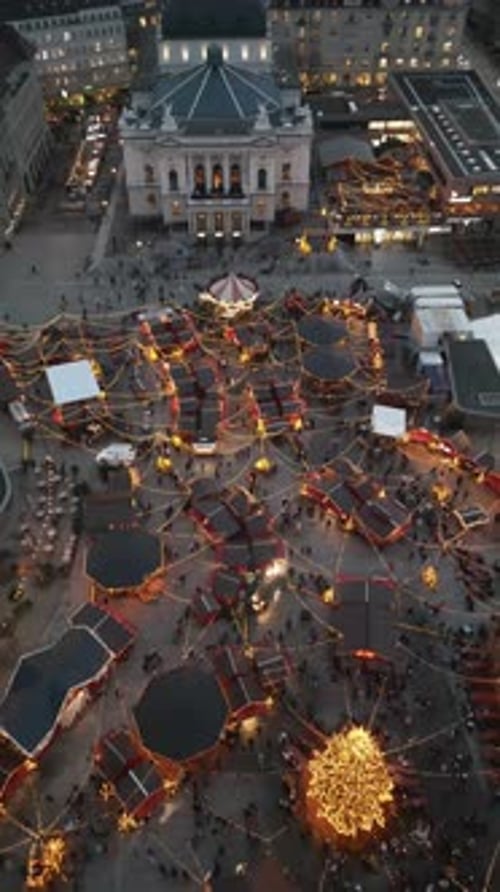 Zurich, Switzerland Aerial view of the Zurich Christmas Market, the Weinachsdorf