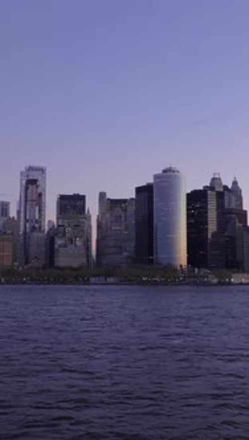 Manhattan Urban Cityscape at Morning Twilight New York City Vertical Video