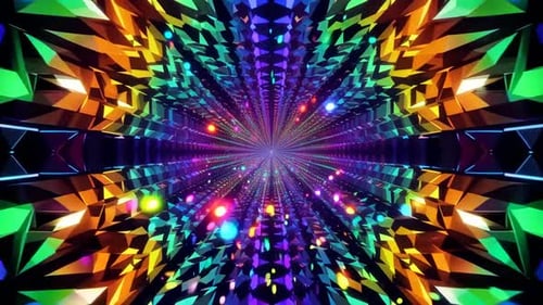Fondo abstracto de movimiento de túnel de caleidoscopio con colores