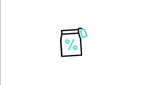 Animated Flat Design Shopping Bag Icon with Percentage Tag