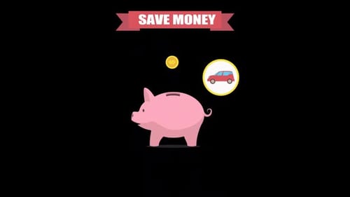 Save Money in Piggy Bank on Alpha Channel
