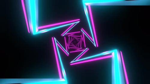 Pink And Cyan Neon Lightning Tunnel Background Vj Loop In 4K