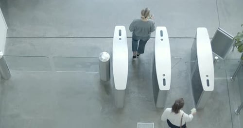 Overhead shot of security gates