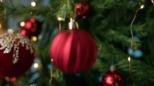 Christmas Tree with Festive Red and Gold Ornaments