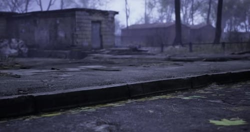 Desolate Abandoned Street Foggy Loop Background