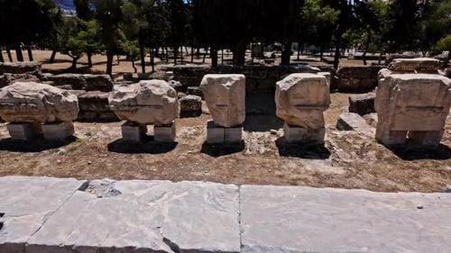 Le théâtre de Dionysos Eleuthereus sur le versant sud de l'Acropole d'Athènes, en Grèce. Sh aérien