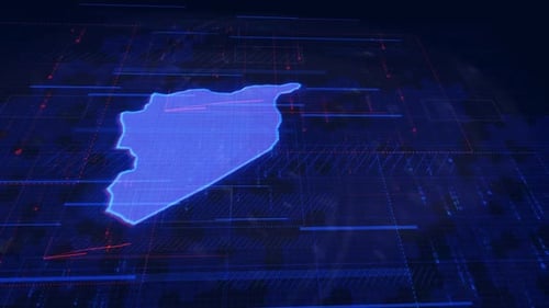Syria Digital Map Animation with Futuristic Glitch Effects