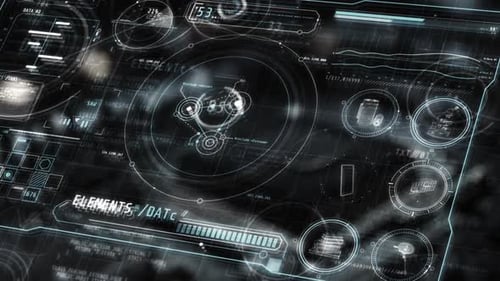 Affichage tête haute futuriste affichant les informations d'analyse et de traitement des données