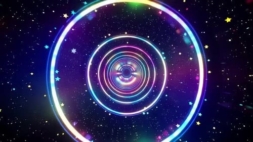 Abstrakter Regenbogen-Neonkreistunnel VJ Loop Motion-Hintergrund