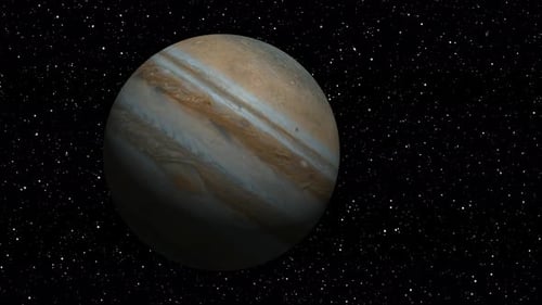 Der
Jupitarplanet rotierte animiert. Planet, Jupiter, Raum, Sterne, Hintergrund .Vd1099