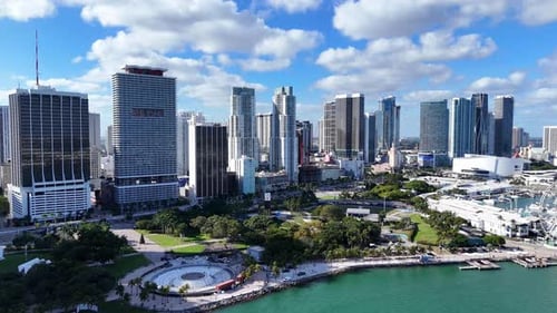 Miami From a Drone Florida USA Miami Coast Downtown Miami Famous Landmarks of America