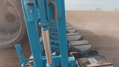 Mechanized Beet Sowing On Farmland On A Sunny Spring Day