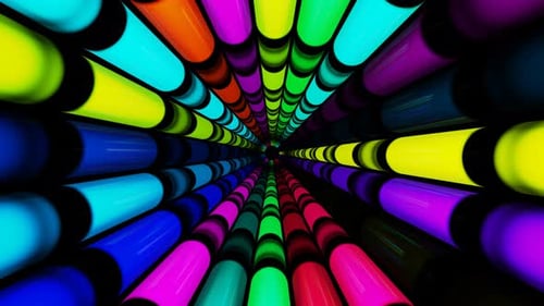Bright Multicolored Tunnel of LED Lamps VJ Loop